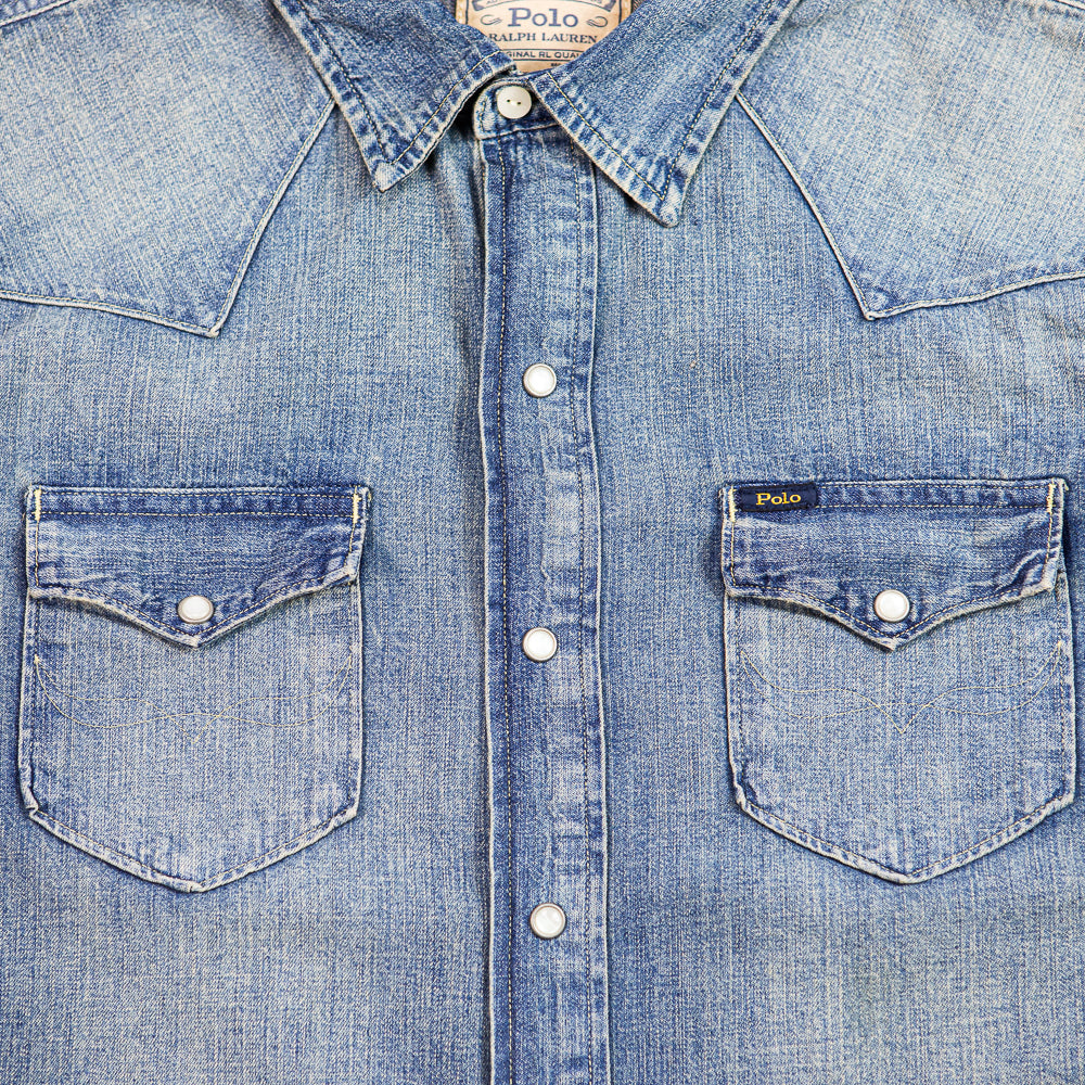 Slub Denim Western Shirt (Blue)