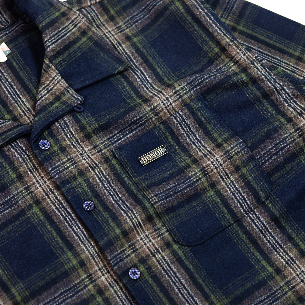 Plaid Flannel L/S Overshirt (Navy)