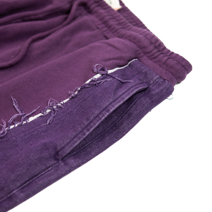 Denim Panel Flare Sweatpant (Purple)