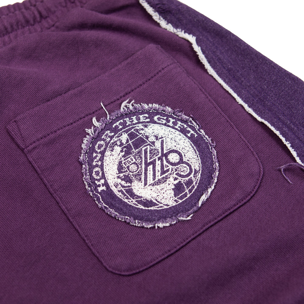 Denim Panel Flare Sweatpant (Purple)