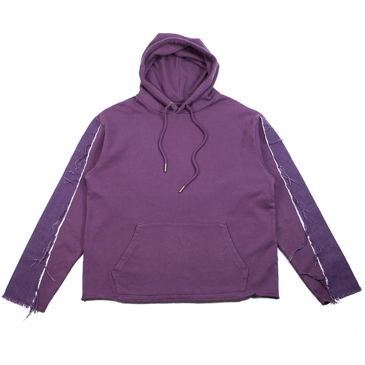 Denim Panel Hoodie (Purple)