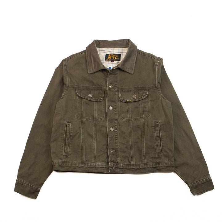 Lined Trucker Jacket (Washed Brown Denim)