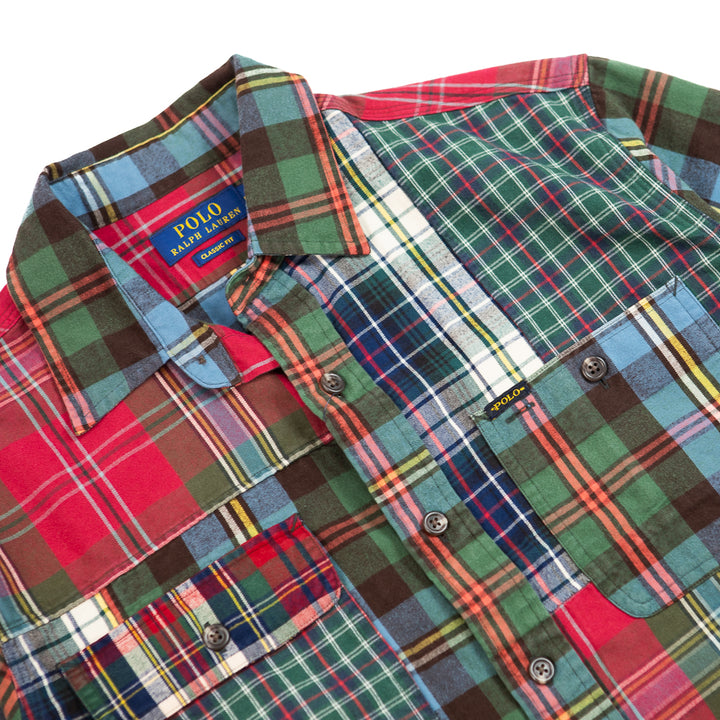 Classic Fit Patchwork Plaid Oxford Shirt (Pieced Ancient Tartan)