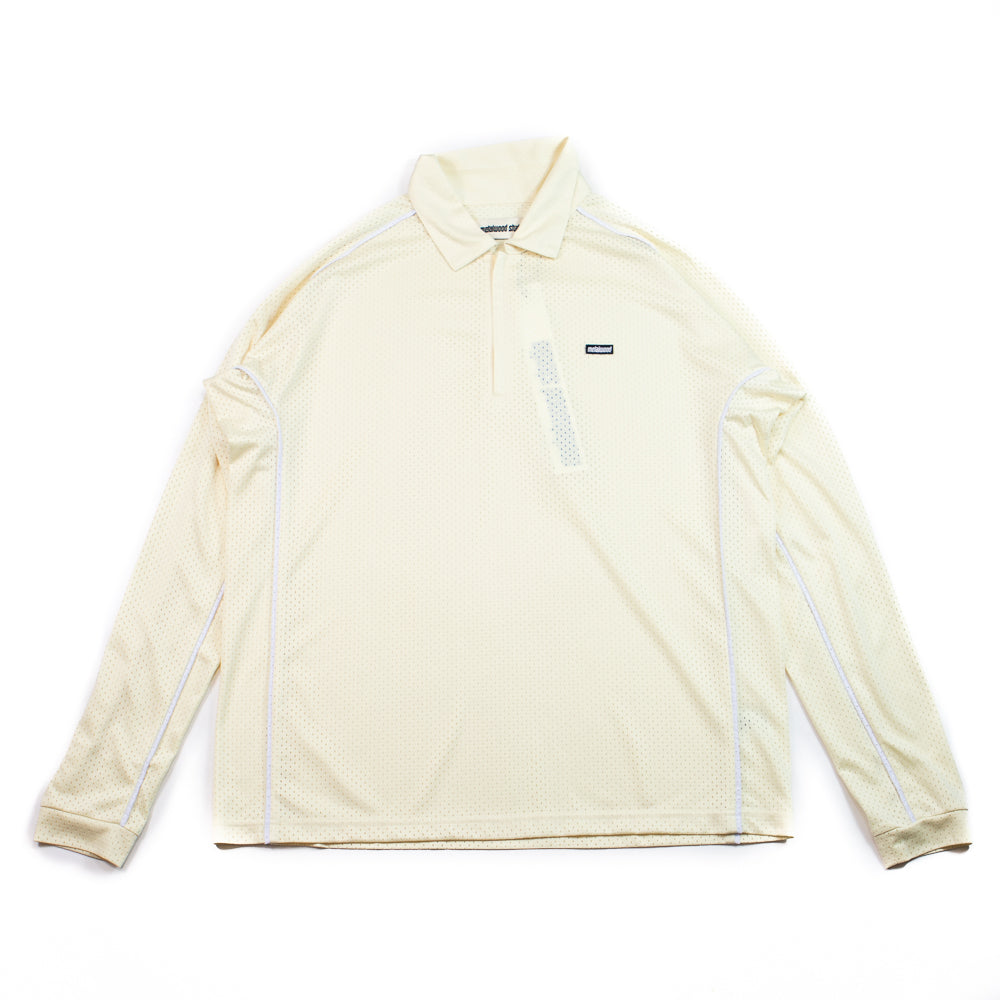 Piped Longsleeve Quarter Zip Polo (Tan)