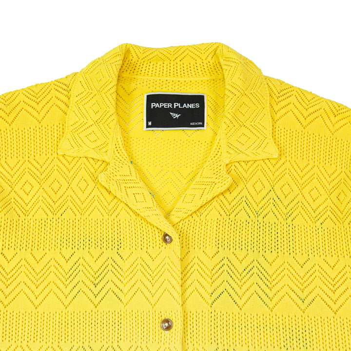 The Flyest Crochet Button Down (Yellow)
