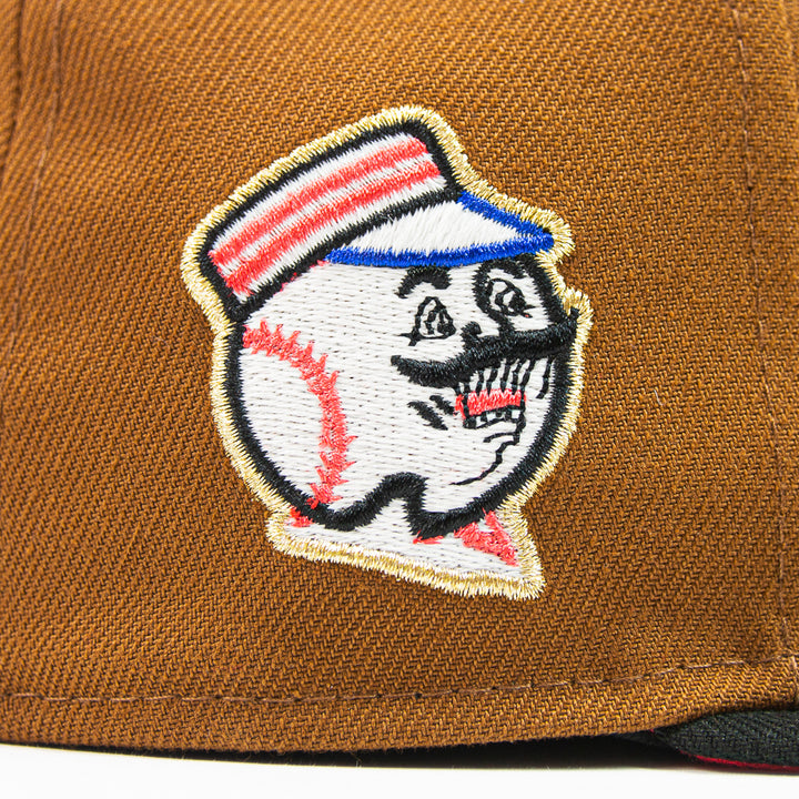 Cincinnati Reds Throwback Logo Fitted Cap (Brown/Black/Infrared)