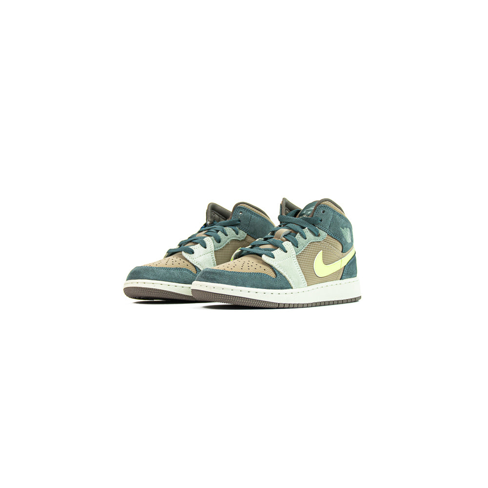 Air Jordan 1 Mid SE GS (Khaki/Lt Lemon/Hasta)