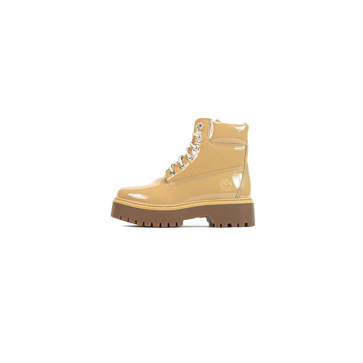 Wmns Stone Street 6-Inch Platform Boot (Md Beige Patent Leather)