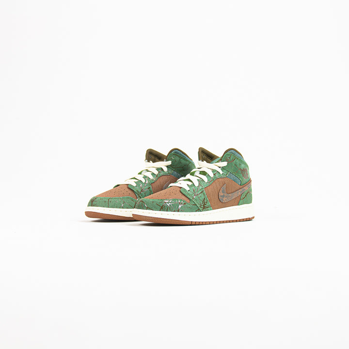 Air Jordan 1 Mid SS (GS) (Archaeo Brown/Light Olive)