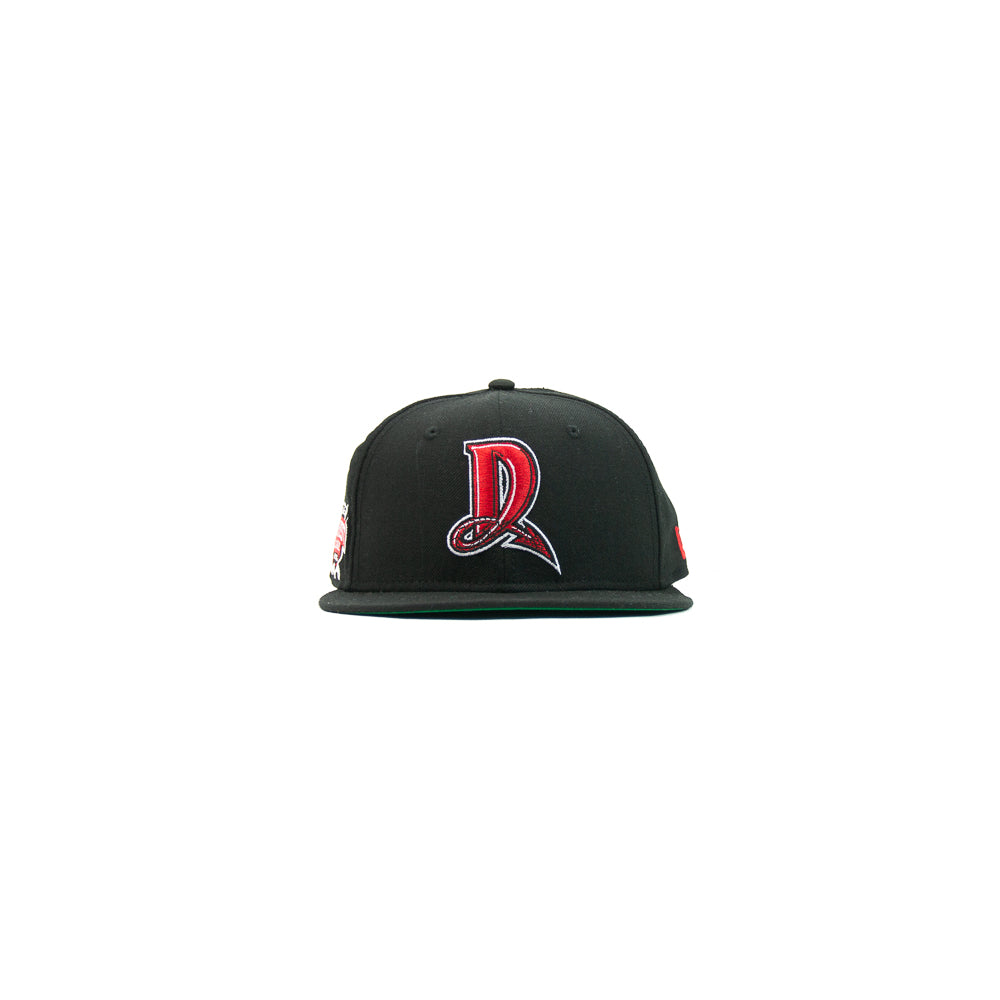 Dayton Dragons Midwest League Fitted Cap (Black / Fire Red / White)