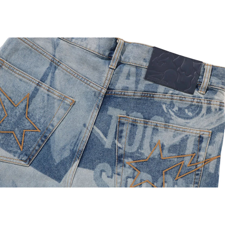 OVERALL LASERED LOOSE FIT 13 OZ DENIM PANTS