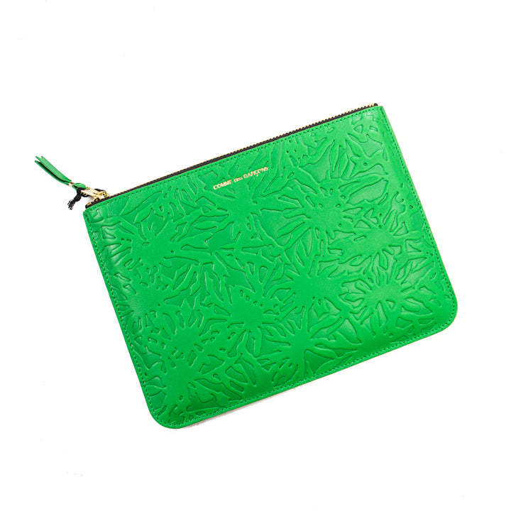 CDG Embossed Forest Zip Pouch (Green)
