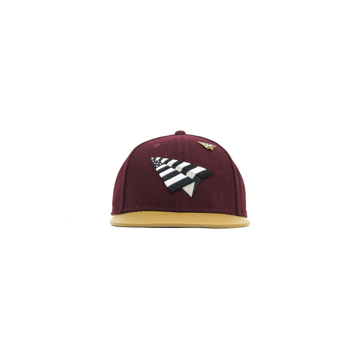 Original Crown Melton Wool & Leather Strapback (Burgundy)