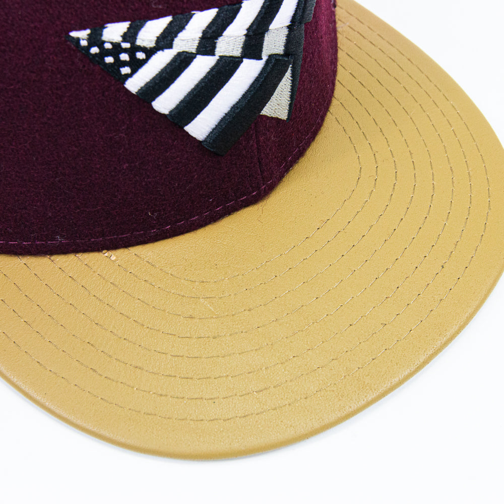 Original Crown Melton Wool & Leather Strapback (Burgundy)