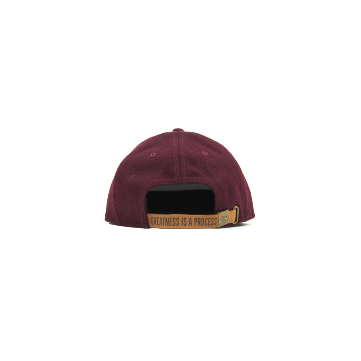 Original Crown Melton Wool & Leather Strapback (Burgundy)